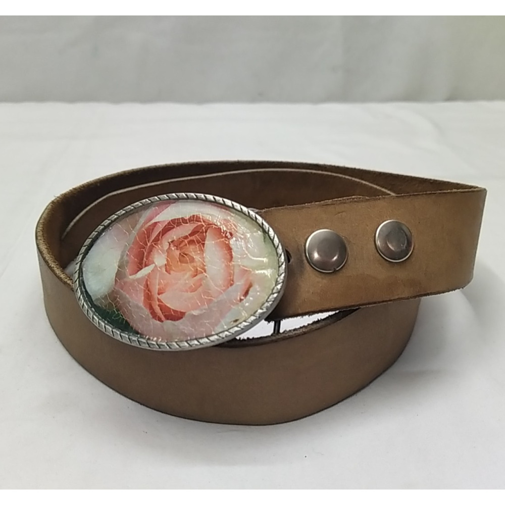 Denise Solid Pewter Buckle With Leather Strap Women Belt - Size 30